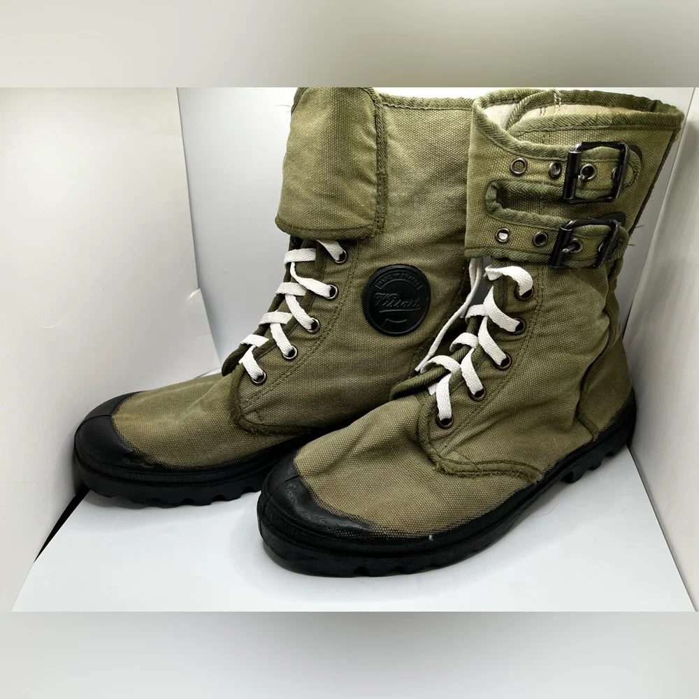 Vintage Wissart Military Canvas Gaiter Double Buckle Army Boot Size 43 - Picture 13 of 16